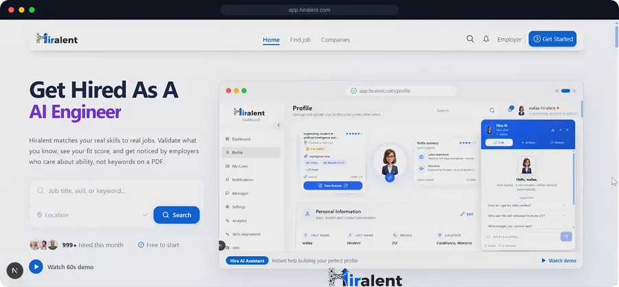 Hiralent, web